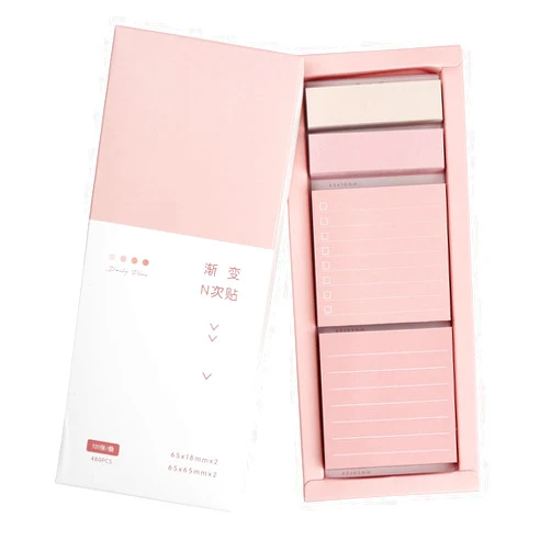 JIEYAN Pink Lined Sticky Notes Set, 240 Sheets Pastel Sticky Note Pads, Self-Stick Index Tabs Cute Memo Notepads for School, Office and Home