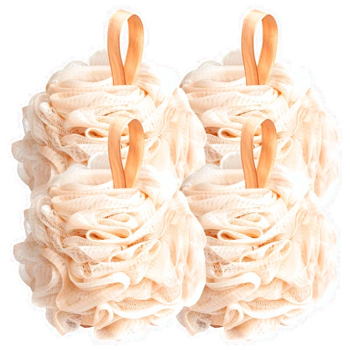 Fishent Loofah Bath Sponge Shower Loofahs, 4 Pack Soft Loofa Exfoliating Body Scrubber Mesh Shower Puff Pouf Ball Luffa for Men and Women(50g/pcs)