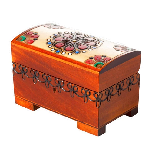 Artisan Owl Polish Handmade Floral Multicolor Wooden Box with Lock and Key for Keepsakes, Love Letters, Jewelry, and Specialty Items