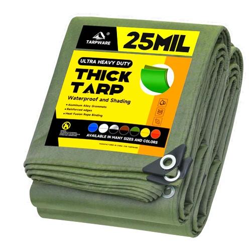 Tarpware 6'x8' 25Mil Ultra-Heavy Duty Waterproof Organic Silicone Coating Green Canvas Tarps with Grommets&Reinforced Edges, UV Resistant Durable Canvas Tarpaulin, Cover for Pool/Boat/Tent,Full Size