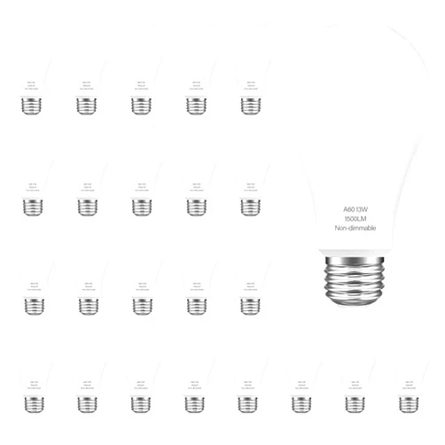 LEDERA LED Light Bulbs, 100W Equivalent A19 LED Bulbs, 13 Watt Daylight White 5000K, E26 Medium Base LED Bulbs, 1500 Lumens, Non-Dimmable, 24 Packs