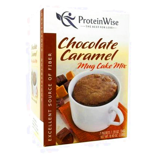 ProteinWise High Protein Mug Cake Mix, Chocolate Caramel, Gluten Free, Trans Fat Free, High Fiber, Diet Healthy Snack, 7 Count