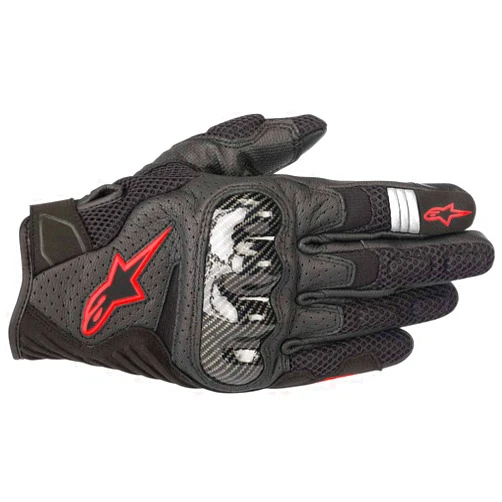 Alpinestars Men's SMX-1 Air v2 Motorcycle Riding Glove, Black/Fluorecent Red, Medium
