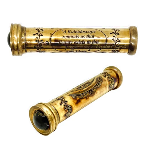 Treasure Lords Handmade Polished Brass Kaleidoscope, Return Gifts for Kids Birthday,Golden Finish,Kaleidoscope for Kids,Adults,Friends, Family,Children, 3D Mirror Lens