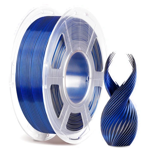 ANYCUBIC Silk Dual Color Pla Filament, 2-in-1 Chrome Coextrusion Color Change 3D Printer Filament 1.75mm Dimensional Accuracy +/- 0.02mm, Silk Texture, 1KG Spool (2.2 lbs), Black Blue