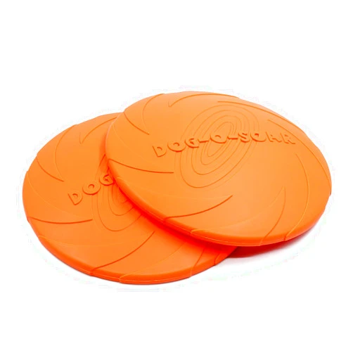Pasking 2 Pack Dog Flying Discs 8.7inches Durable Pet Interactive Toys Soft Rubber for Medium Large Breeds Training Outdoor Flight Orange