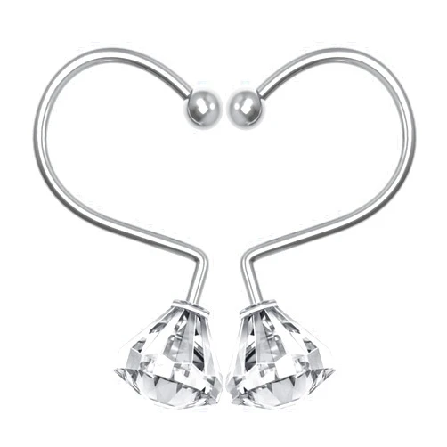 BATHDESIGN Shower Curtain Hooks, Diamond Shaped Acrylic Crystal Shower Curtain Hooks for Curtain and Shower Rod, Decorative Rhinestones Bling Shower Curtain Hooks, Clear, Set of 12