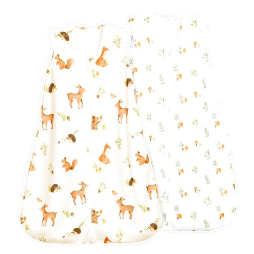 david's kids Micro Fleece Baby Sleep Sack 6-12 Months, Warm Baby Wearable Blankets with 2-Way Zipper, 2 Pack Sleeping Bags for Infant Newborn Boys Girls Neutral, Medium Size, Forest/Woodland Animals