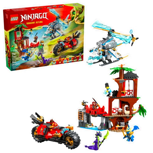 LEGO NINJAGO Ninja Vehicle Tree House Battle Building Toy for Boys, Girls, & Kids, Ages 7+ - Ninja Playset W/5 Minifigures, Motorcycle & Helicopter Toys - Gift Idea for Birthdays - 71857