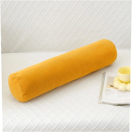 Generic Cylindrical Body Pillow with Removable Velvet Cover – Plush Polyester Fill, Multiple Sizes for Back, Leg & Pregnancy Support, Sofa & Bed Decor (Mustard Yellow, 31.49 * 7.87in)