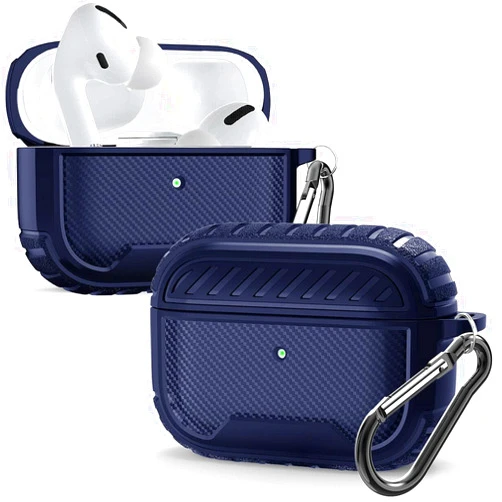 RUOXI for AirPods Pro 2019 Case Silicon Cover with Keychain, Wireless Charging Cover Full Body Protective, Front LED Visible (Blue)
