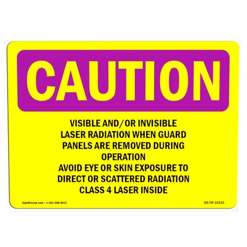 SignMission OSHA Caution Radiation Sign - Visible and Or Invisible Laser Radiation | Vinyl Label Decal | Protect Your Business, Work Site, Warehouse | Made in The USA