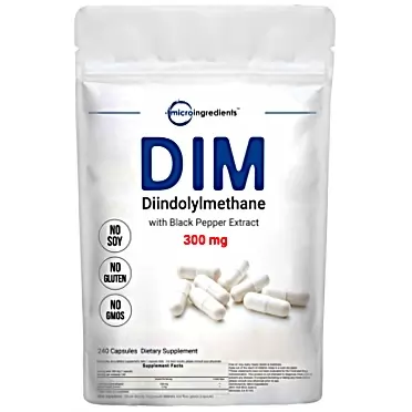 MICROINGREDIENTS Micro Ingredients DIM Active Supplement, DIM 300mg, 240 Capsules, Supply of DIM for Estrogen Balance, Hormone Menopause Relief, Acne Treatment, Premium DIM for Men and Women