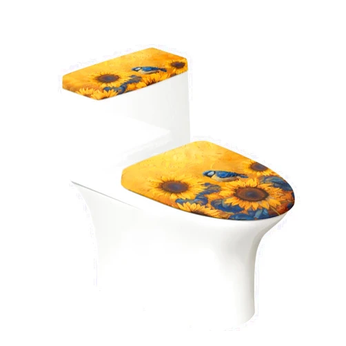 ZWPINITUP Sunflower Hummingbird Toilet Lid Cover and Toilet Tank Lid Cover Decorative Dust Cover Colorful Fall Thanksgiving Bathroom Travel Boarding Accessories Fit Most Size