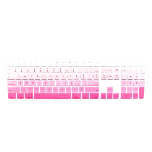 WYGCH Ultra Thin Silicone Full Size Wireless Numeric Keyboard Cover Skin for Mac 2017 Magic Keyboard with Numeric Keypad MQ052LL/A A1843 US Layout,Ombre Pink