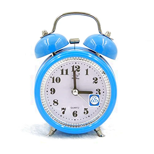 Lingland Fashion Mute Metal Alarm Clock with Night Light, Size: 128.5cm(Black) Home Furnishings (Color : Blue)