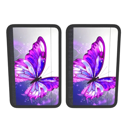 Dwrepo 2 PCS Car Seat Belt Pads Cover Universal Watercolor Purple Butterfly Seat Belt Shoulder Pad Soft Safety Belt Strap Shoulder Pad Comfortable Neck/Shoulder Protector for Cars/Backpack