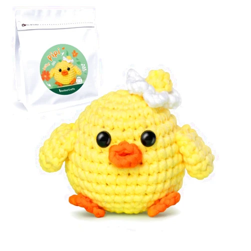 NestledCrafts Crochet Kit for Beginners Kids, Amigurumi Crochet Animal Kit, Easy Learn to Crochet with Step-by-Step Video Tutorials (PIPI)