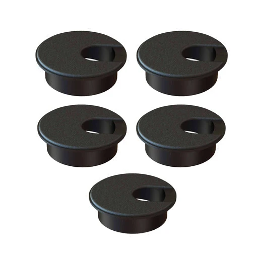 MAHDPRO Desk Grommet 2 Inch (50 mm) Pack of 5-Black ABS Plastic Cable Hole Cover to Arrange Wires & Cords Through Computer Table/Countertops