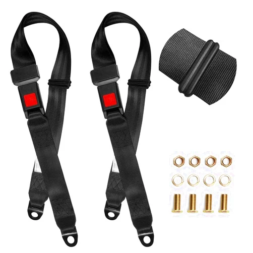 Cartroller 2 Pack Universal Seat Belt Fits Most Golf Cart Front/Rear Seats, 2 Point Adjustable Seatbelts Kit, Black