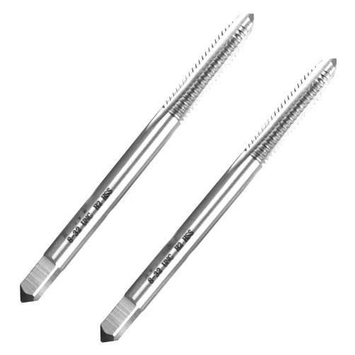 LWCUSNJ 2pcs No 8-32 UNC Thread Tap Right Hand, HSS 8 x 32 UNC Straight Fluted Machine Tap