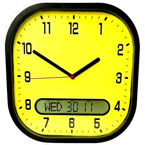 ADCB Lifemax High Contrast Day-Date Wall Clock - Analogue & Digital