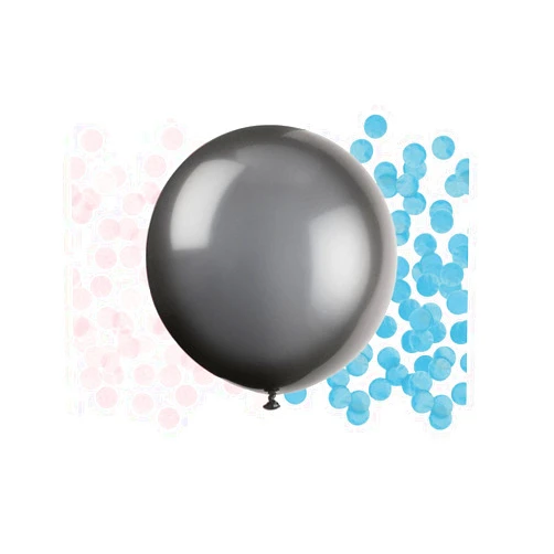 Unique Black Giant Gender Reveal Latex Balloon with Confetti, 24