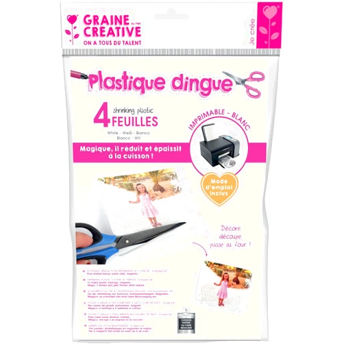 GRAINE CREATIVE Shrinking Plastic for Ink Jet Printer - A4 - White