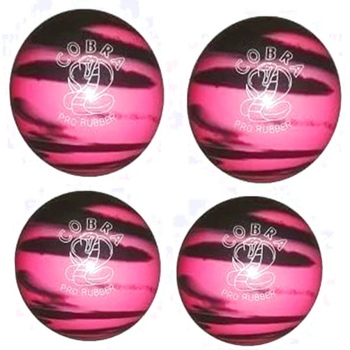 Bowlerstore Products EPCO Candlepin Bowling Balls - Cobra Pro Rubber - Pink & Black (4 1/2 inch- 2lbs. 7oz.) 4 Balls