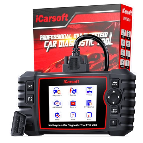 iCarsoft POR V3.0(Upgraded) Bidirectional Diagnostic Tool for Porsche, 27 Resets (234Sub-Resets) + 66 Extra Services + 1333Test Items, All System OBD2 Scanner, Battery Registration Code Reader