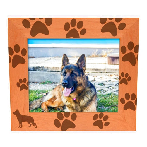 Gifts For All By Rachel Olevia Sentimental Photo Frame German Shepherd Paw Prints Wood Engraved 8x10 Landscape Picture Frame