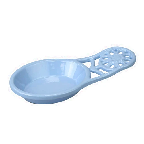 Home Basics Sunflower Cast Iron Spoon Rest for Cooking Utensil, Ladle, Spatula Holder for Kitchen Countertop, Stovetop, Dinning Table, Light Blue
