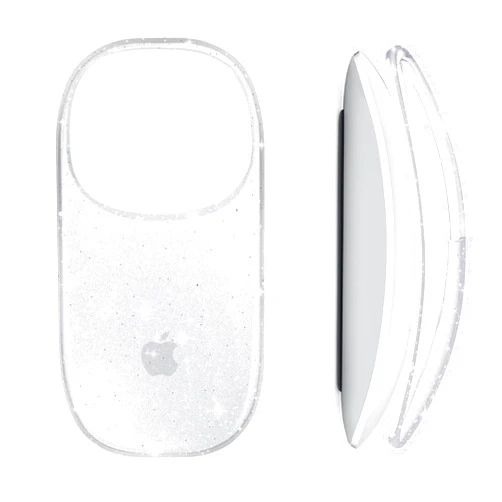 B BELK Cover Compatible with Apple Magic Mouse 1&2, Ultra Thin Transparent Plastic Hard Case for Magic Mouse, 3-Layer Drop-Resistant and Dust Proof Protective Skin with Glitter Pattern Design