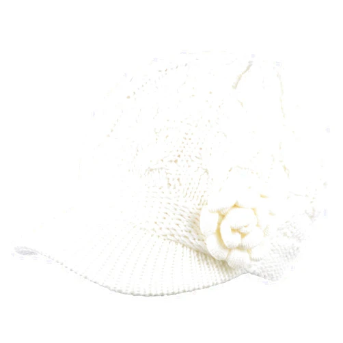 Be Your Own Style Womens Winter Elegant Cable Flower Knitted Newsboy Cabbie Cap Beret Beanie Hat with Visor, Warm Plush Fleece Lined