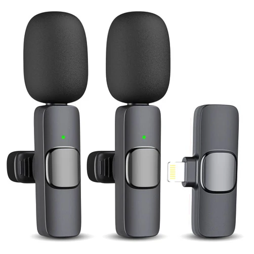 O'rengela 2 Pack Wireless Lavalier Microphones for iPhone, iPad - Crystal Clear Sound Quality for Recording, Live Streaming, YouTube, Facebook, TikTok