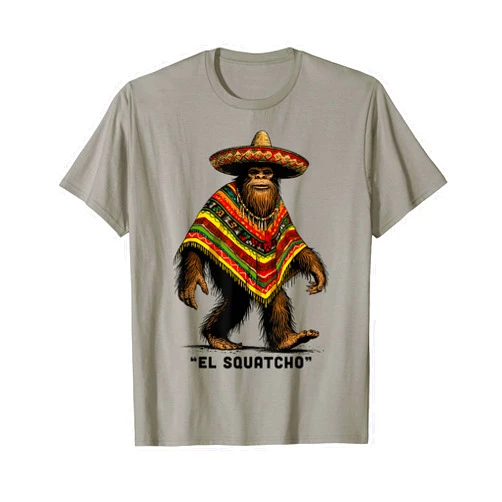 GoshWow El Squatcho Shirt Western Bigfoot Poncho Mexican Sasquatch T-Shirt