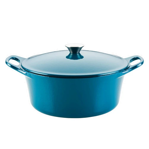 Rachael Ray Enameled Cast Iron Dutch Oven/Casserole Pot with Lid, 5 Quart, Teal