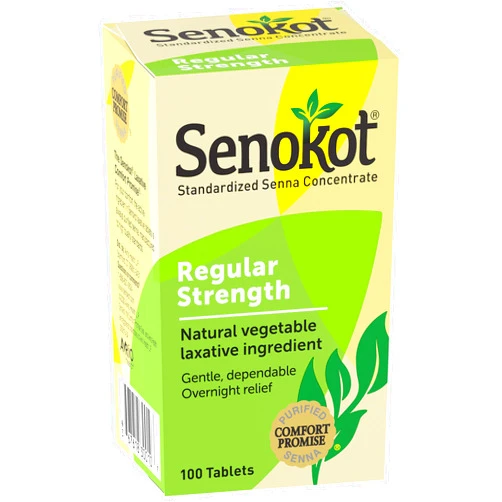 Senokot Regular Strength, 100 Count Tablets, Natural Vegetable Laxative Ingredient Senna for Gentle Dependable Overnight Relief of Occasional Constipation, 2 Count 100 Count (Pack of 2)