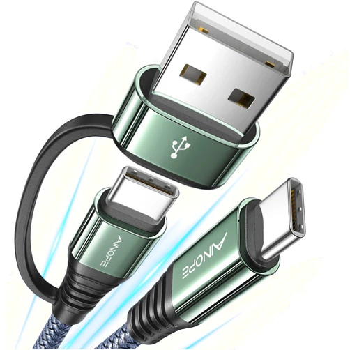 AINOPE 4 in 1 USB C Cable C Chargers Fast Charging for iPhone 16 15 Charger Cords, 60W Type C iPad Charger Fast Charging Cord Accessories USBc to USB a Cable for Pro Samsung MacBook 6.6ft+6.6ft Grey