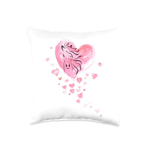 Pferde Shirt Mädchen Reiten Damen Bekleidung Women's Shirt for Riders and Horse Lovers Throw Pillow, 16x16, Multicolor