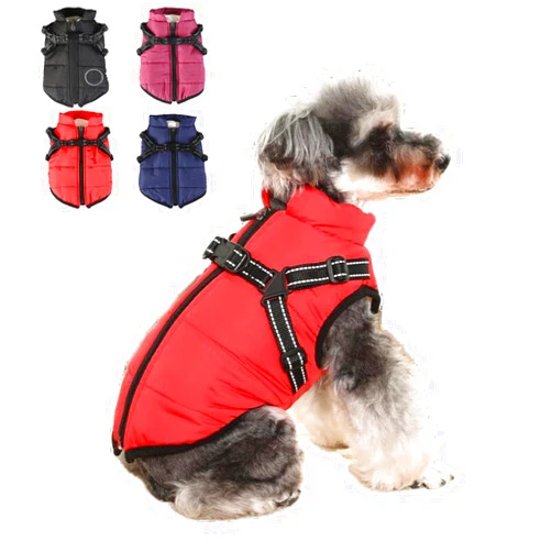 Tangyu Furry King Dog Winter Coat, Furry Jacket for Dogs, Furry Dog Jacket with Harness, Dog Jacket for Small Medium Large Dogs, Pet Outdoor Jacket, Waterproof Windproof Dog Snow Jacket with Zipper