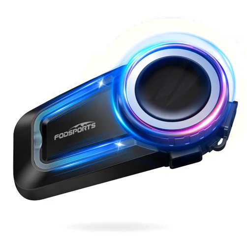 Fodsports FX7 10 Riders Mesh Motorcycle Bluetooth Headset, Dual Chips Helmet Communication Systems with Audio Multitasking, Music Share, Motorcycle Intercom with CVC & ENC Noise Reduction, FM, 1 Pack