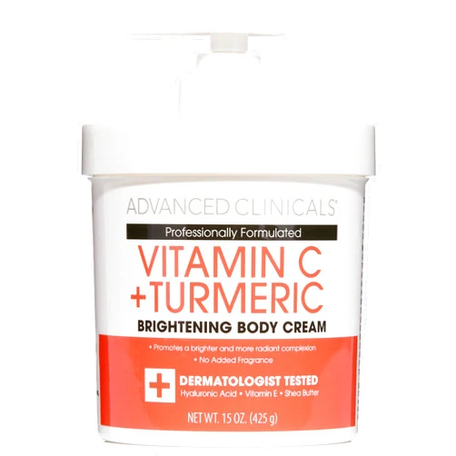 Advanced Clinicals Vitamin C Cream Dry Skin Rescue Skin Care Face & Body Cream Infused W/Turmeric, Vitamin E, & Shea Butter. Firming & Brightening Anti Aging Moisturizer, 15 Fl Oz