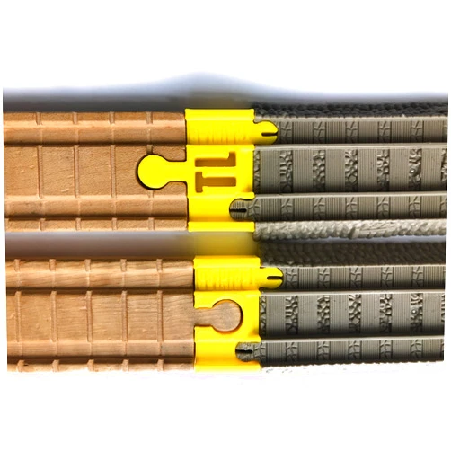 TrainLab Adapters Compatible with Trackmaster (2009 Brown) to Wooden Railway Train Tracks (2pc) (Yellow)