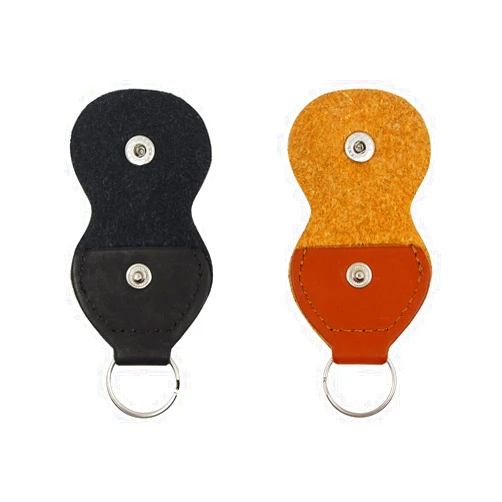 JAZ Guitar Picks Holder Case - Leather Keychain Plectrum Key Fob Cases Bag - 2 Pack (Black and Brown)