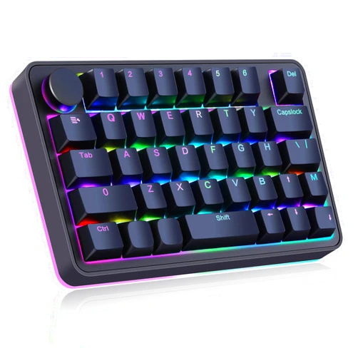 Koolertron Single-Handed Macro Mechanical Keyboard, RGB LED Backlit Portable Mini One-Handed Mechanical Gaming Keypad 39 Fully Programmable Keys (39 Keyboard Black)