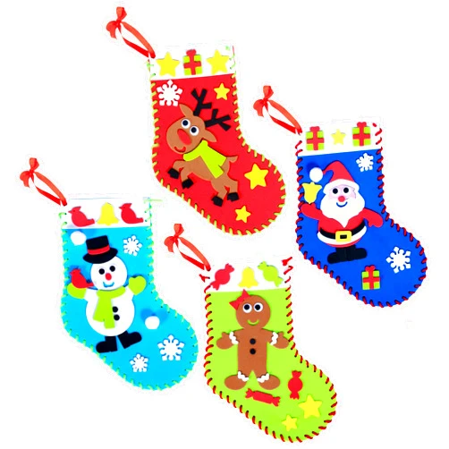 READY 2 LEARN Create Your Own Christmas Stockings | Foam | Set of 4 | Christmas Tree Ornaments | Holiday Decorations for Home | All Materials Included