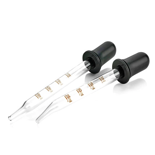 MEDca Eye Dropper - (Pack of 2) Bent & Straight Tip Calibrated Glass Medicine Droppers for Medications or Essential Oils Pipette Dropper for Accurate Easy Dose and Measurement (1 mL Capacity)