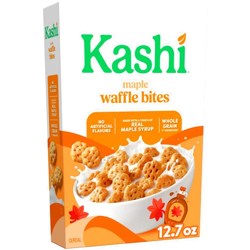 Kashi Breakfast Cereal, Whole Grain, Vegan, Maple Waffle Bites, 12.7oz Box (1 Box)