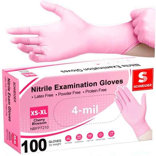 Schneider Nitrile Exam Gloves, 4-mil Medical Gloves Disposable Latex Free, Powder Free, Food Safe Glove for Examination